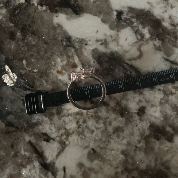 Sterling Silver Marquise Cut CZ Ring, Stamped 925, Rhodium Plated, Size 8 - Picture 3 of 7